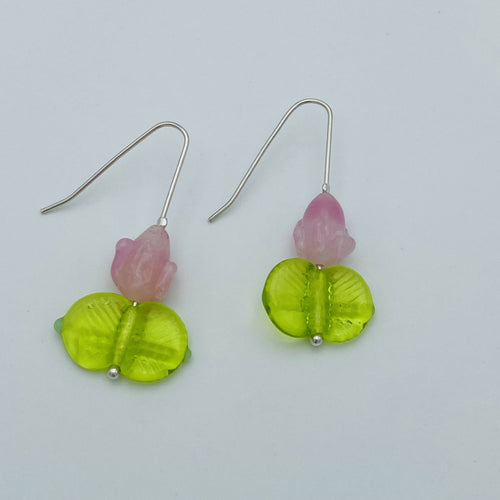 Boucles d'oreilles Printemps, rose et vert | EMPREINTES Paris - EMPREINTES Paris