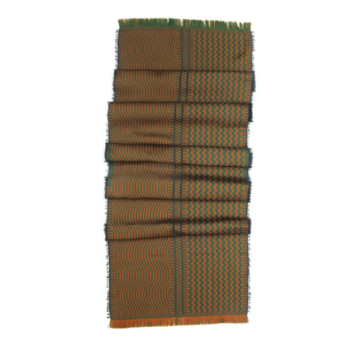 Écharpe midi laine soie sismique zigzig daim vert | EMPREINTES Paris - EMPREINTES Paris