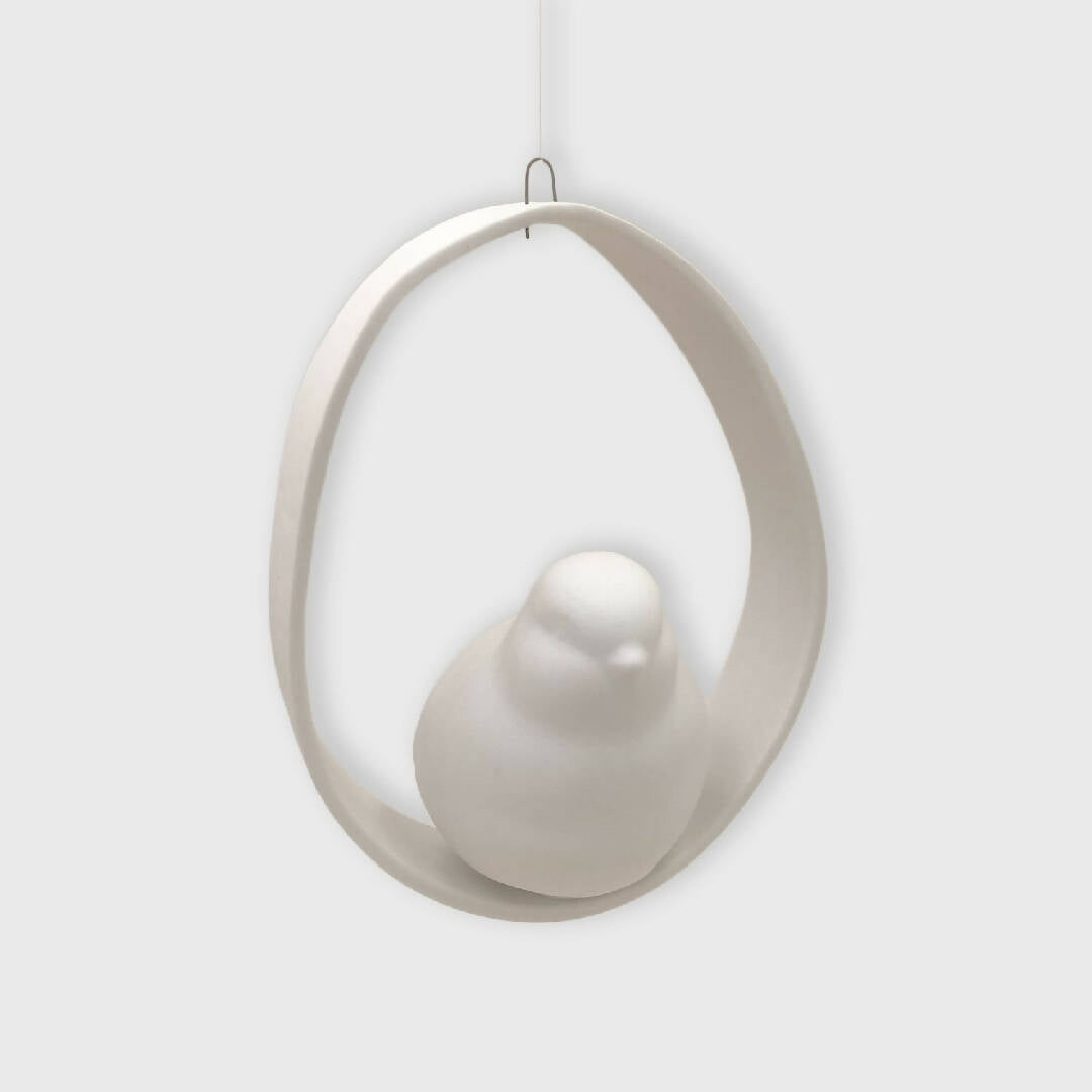 Mobile oiseau sur perchoir en porcelaine uni | EMPREINTES Paris