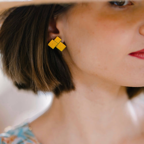 Boucles d'oreilles DISCO carrés bleu roi | EMPREINTES Paris - EMPREINTES Paris