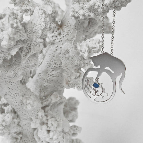 Collier chat/poisson bleu/algues | EMPREINTES Paris - EMPREINTES Paris