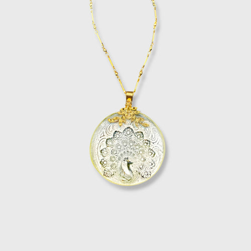 paon, animal, majestueux, porte chance, printemps, bijou symbolique, ethnique, romantique, chic bohème, amoureux, collier pour femme, art déco, art nouveau, idées cadeaux pour elle, saint Valentin, piece unique, sautoir, pierre semi-precieuse, pate de verre, cristal | EMPREINTES Paris - EMPREINTES Paris