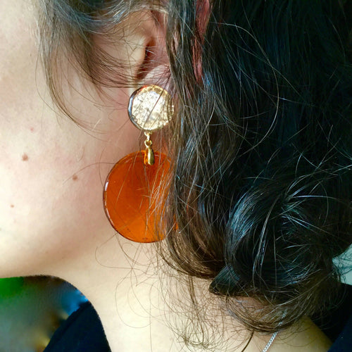 Boucles d'oreilles POP orange-doré | EMPREINTES Paris - EMPREINTES Paris