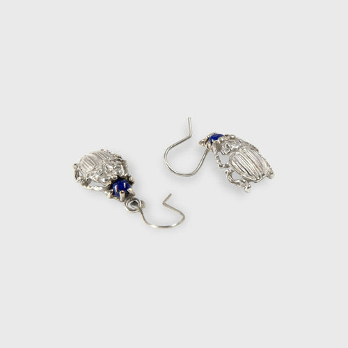 Boucles d’oreilles Scarabée Lapis argent | EMPREINTES Paris - EMPREINTES Paris