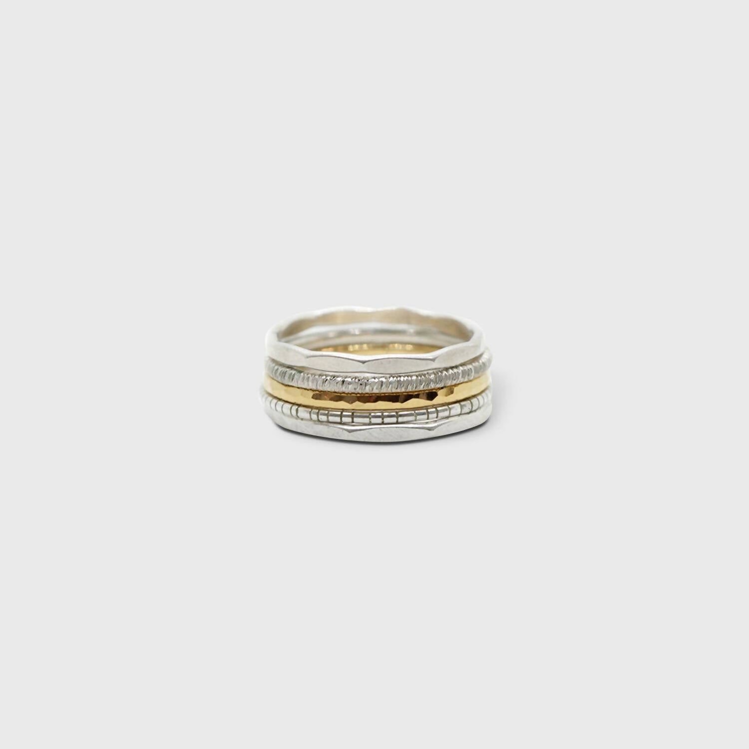 Assemblage de 5 anneaux Reflets en argent et vermeil | EMPREINTES Paris | EMPREINTES Paris