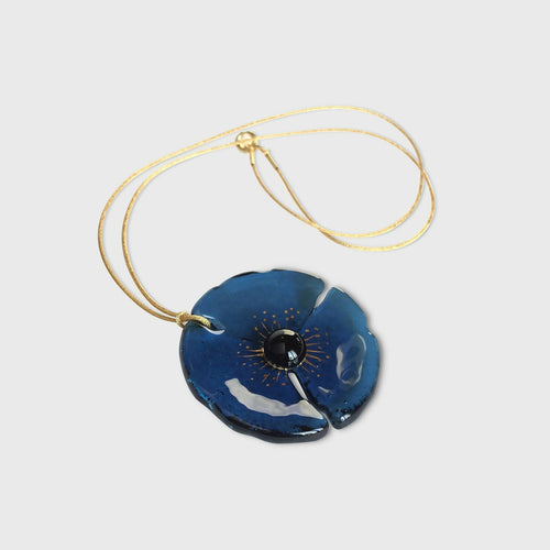 Pendentif COQUELICOT bleu acier | EMPREINTES Paris - EMPREINTES Paris