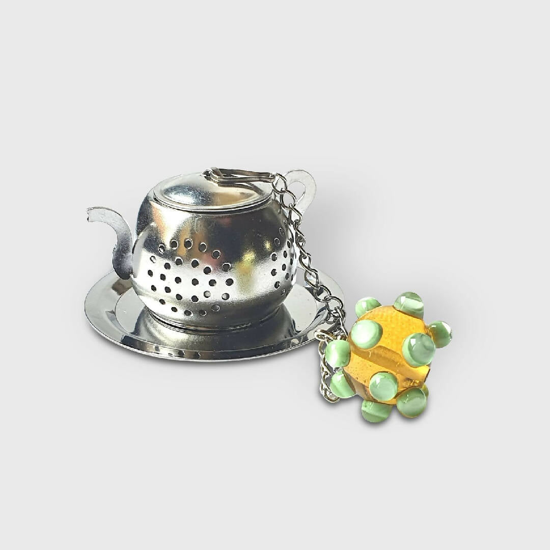 Boule à thé mini théière pois jaune et vert | EMPREINTES Paris