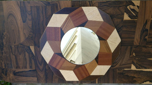 Miroir Bois Marqueterie Anneau sans Fin | EMPREINTES Paris - EMPREINTES Paris