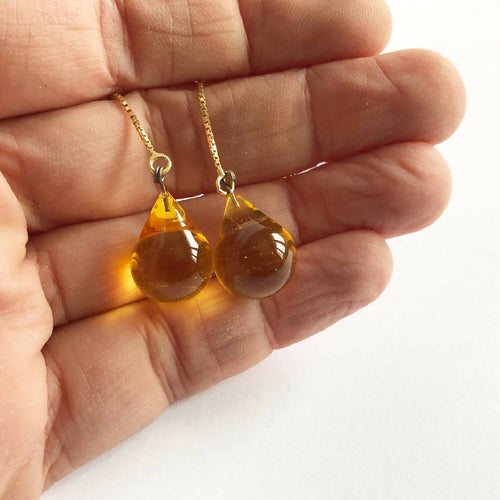 Boucles d'oreilles perles de pluie ambre clair | EMPREINTES Paris - EMPREINTES Paris