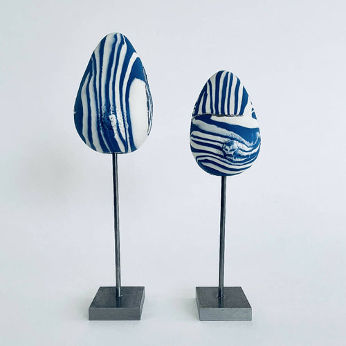 Sculpture sein porcelaine blanche et bleue + liserés argent | EMPREINTES Paris - EMPREINTES Paris