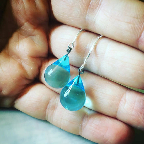 Boucles d'oreilles perles de pluie bleu aigue marine | EMPREINTES Paris - EMPREINTES Paris