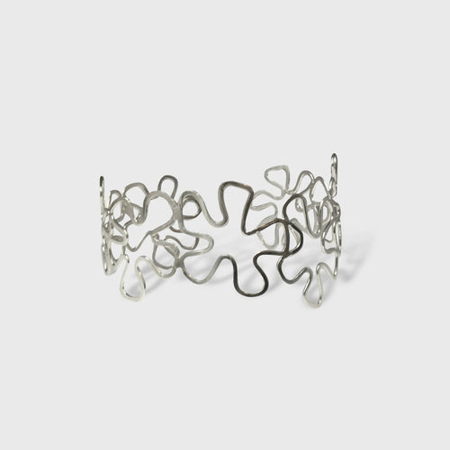 Manchette en argent massif - Design Fleurs stylisées - Collection Floralies | EMPREINTES Paris - EMPREINTES Paris