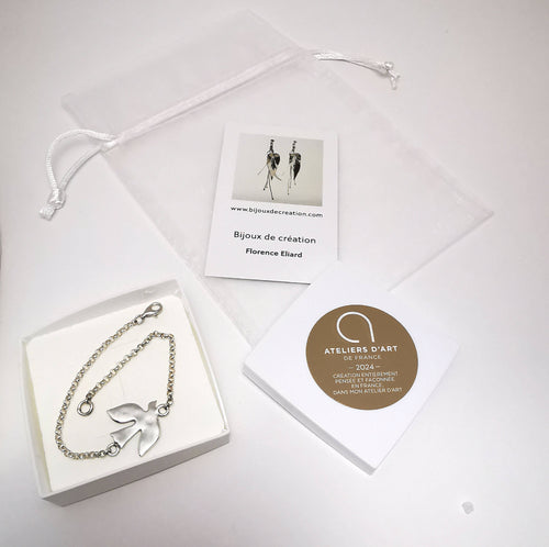 Bracelet Colombe avec chaîne jaseron argent massif | EMPREINTES Paris - EMPREINTES Paris