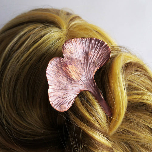 Pince à chignon Ginkgo Biloba en cuivre | EMPREINTES Paris - EMPREINTES Paris