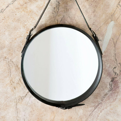 Miroir Alek cuir noir | EMPREINTES Paris - EMPREINTES Paris