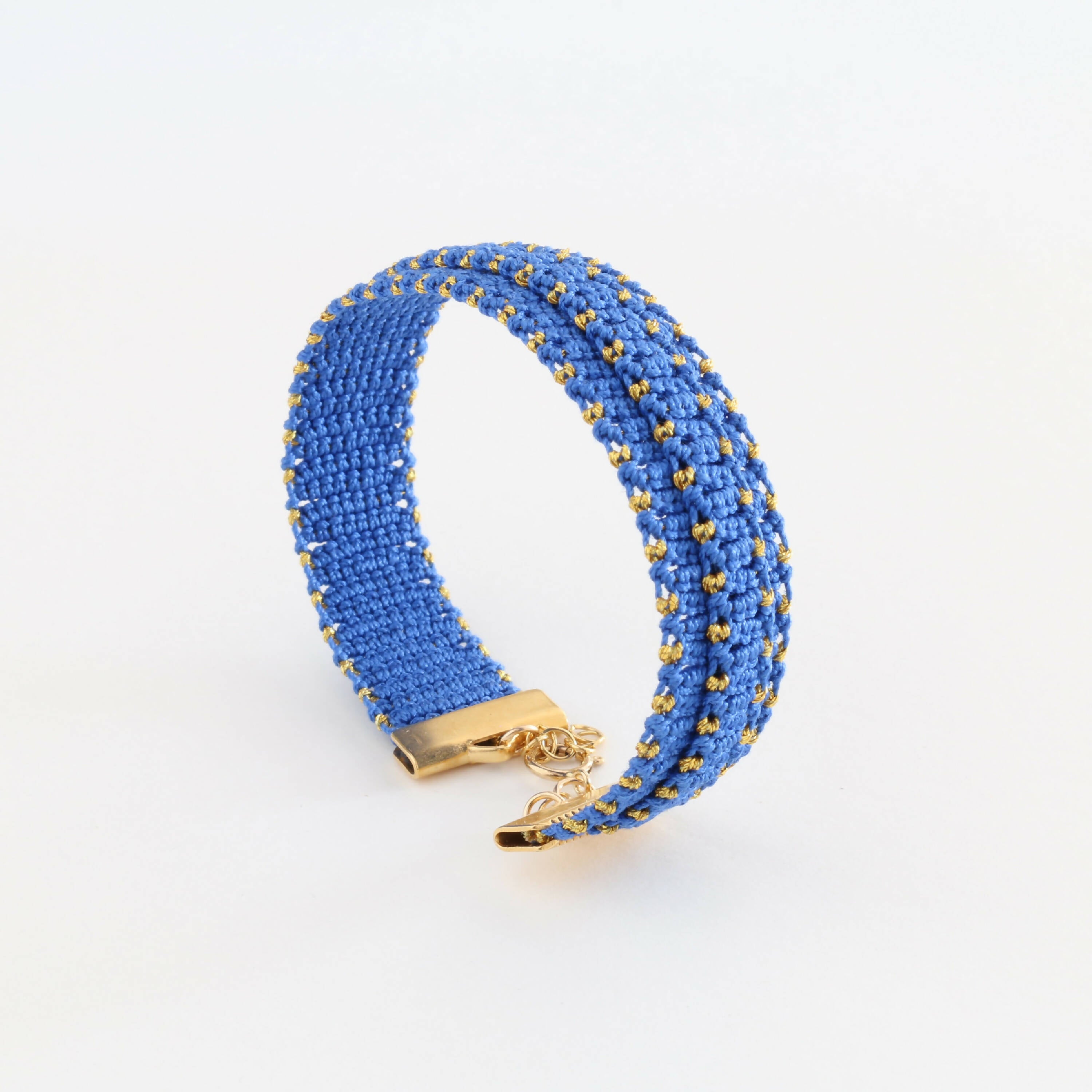 Bracelet dentelle Karra bandeaux superposés bleu | EMPREINTES Paris | EMPREINTES Paris