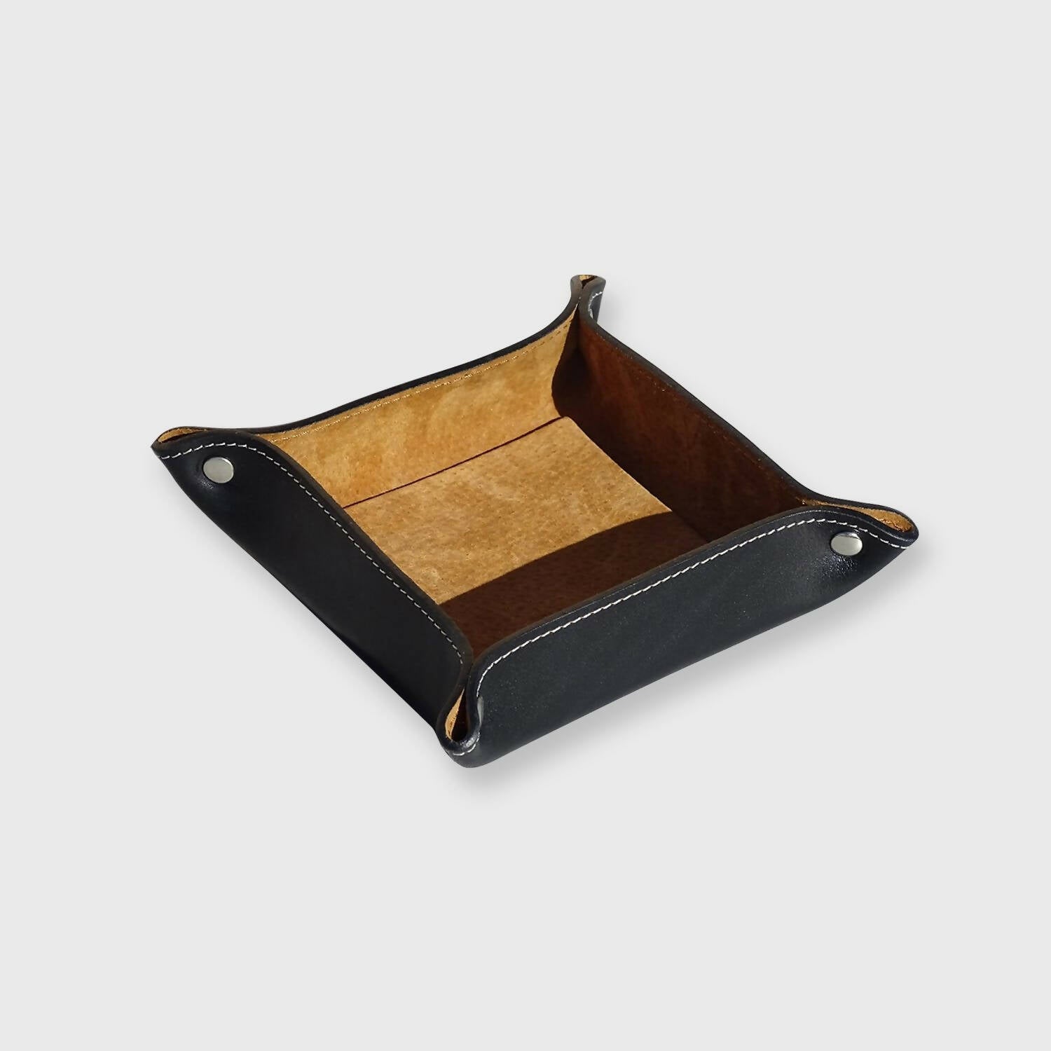 Vide-poche carré en cuir noir | EMPREINTES Paris