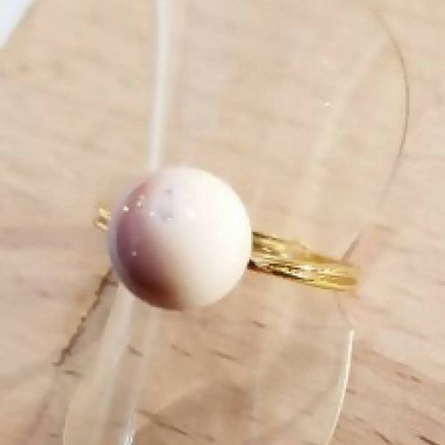 Bague réglable dorée - Perle de verre Rose Poudré | EMPREINTES Paris - EMPREINTES Paris