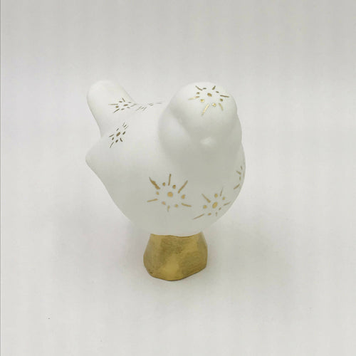 Oiseau porcelaine et Or - Motif petits pois et tête couronnée | EMPREINTES Paris - EMPREINTES Paris