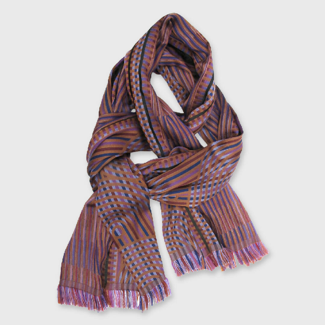 Écharpe midi laine soie multico daim supersonique mécanique | EMPREINTES Paris