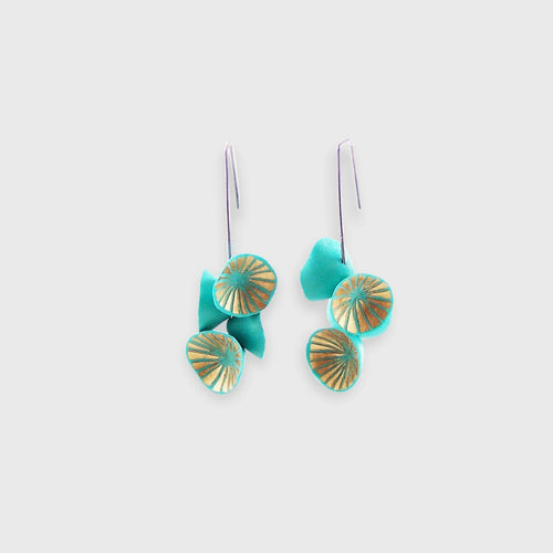 Boucles d'oreilles Nénuphar turquoise et or | EMPREINTES Paris - EMPREINTES Paris