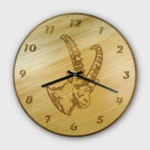 Pendule murale Bouquetin en platane | EMPREINTES Paris - EMPREINTES Paris