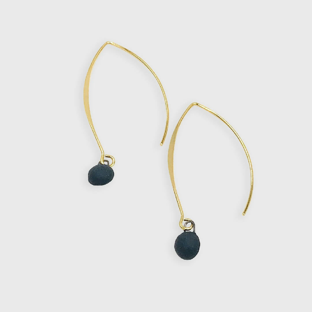 Boucles Oreilles petit rond porcelaine noire | EMPREINTES Paris