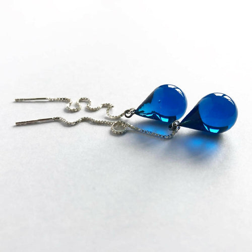 Boucles d'oreilles perles de pluie bleu encre | EMPREINTES Paris - EMPREINTES Paris