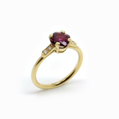 Solitaire coussin Grenat et Diamants | EMPREINTES Paris - EMPREINTES Paris