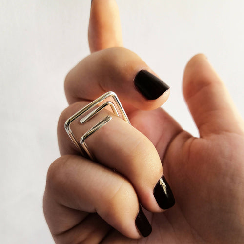 Bague A deux pas carré Argent | EMPREINTES Paris - EMPREINTES Paris