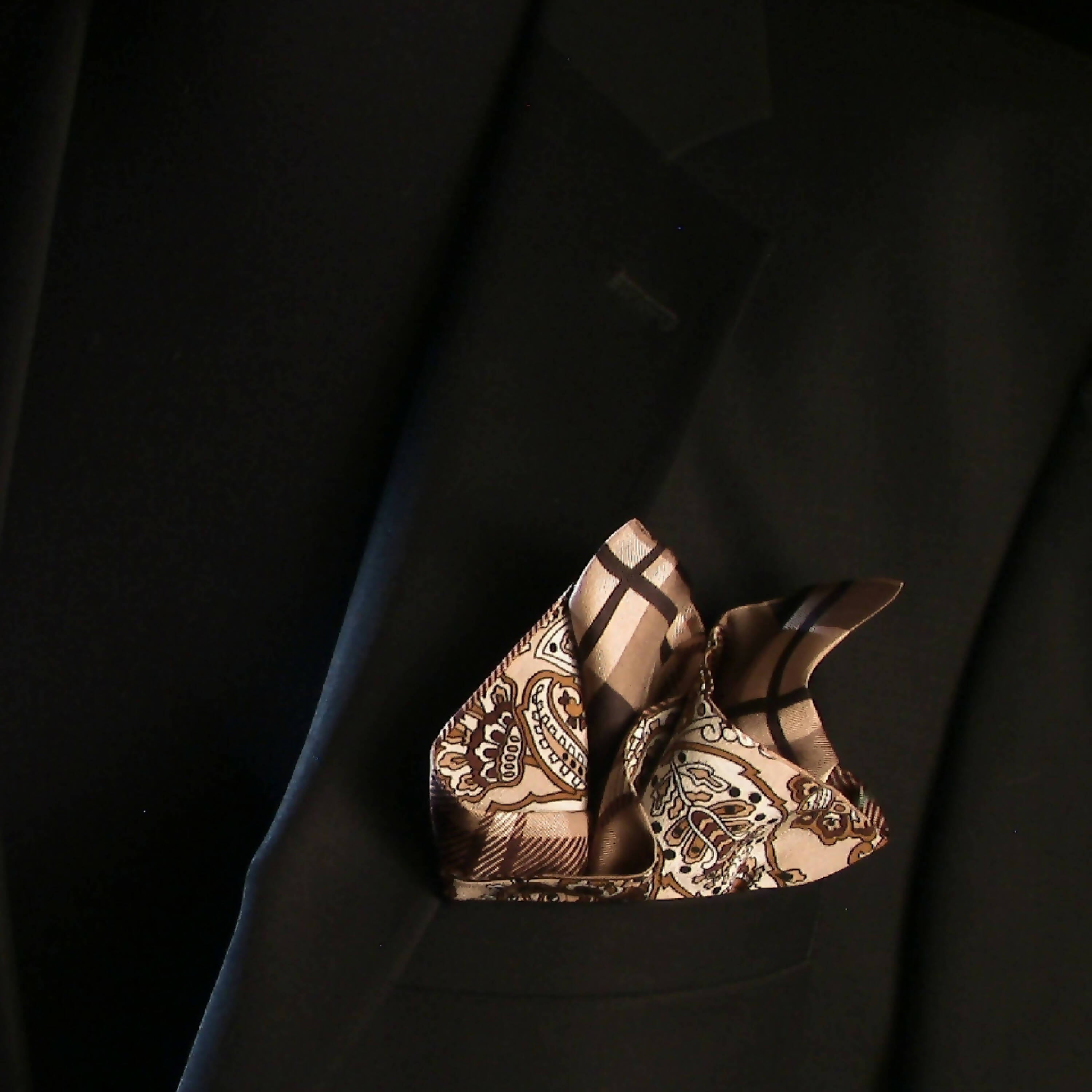 Pochette soie homme, cachemire - carreaux beige | EMPREINTES Paris