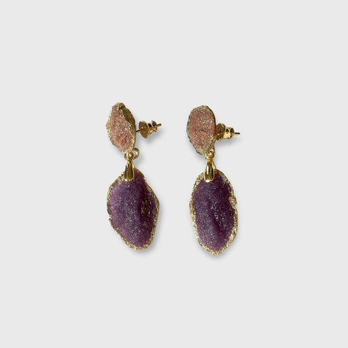 Boucles d'oreilles Sable corail pendantes violet | EMPREINTES Paris - EMPREINTES Paris