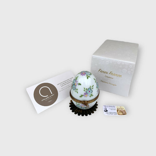 Oeuf musical floral blanc papillon blanc | EMPREINTES Paris - EMPREINTES Paris