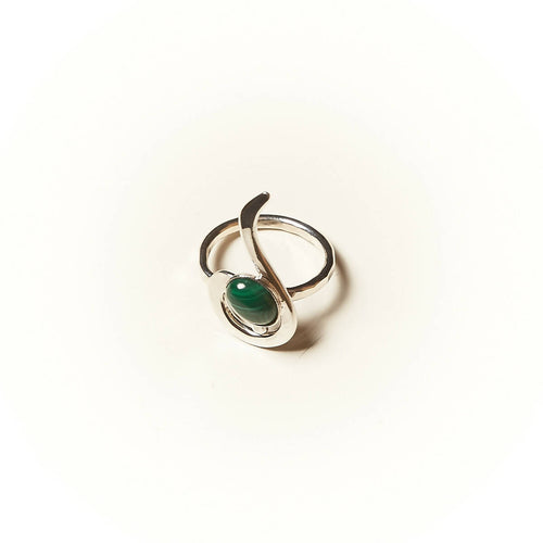 Bague LIZAE en argent avec une malachite. | EMPREINTES Paris - EMPREINTES Paris