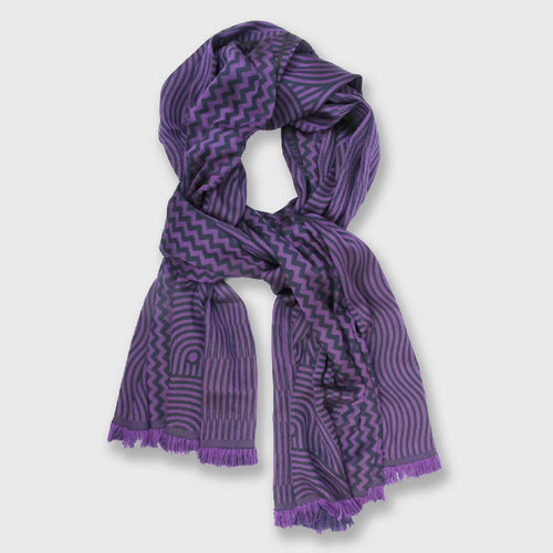 Écharpe maxi Laine Soie Marine Aubergine CINÉTIQUE | EMPREINTES Paris - EMPREINTES Paris