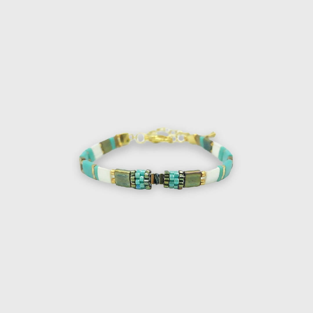 Bracelet collection Sunny Fun vert turquoise et or | EMPREINTES Paris | EMPREINTES Paris