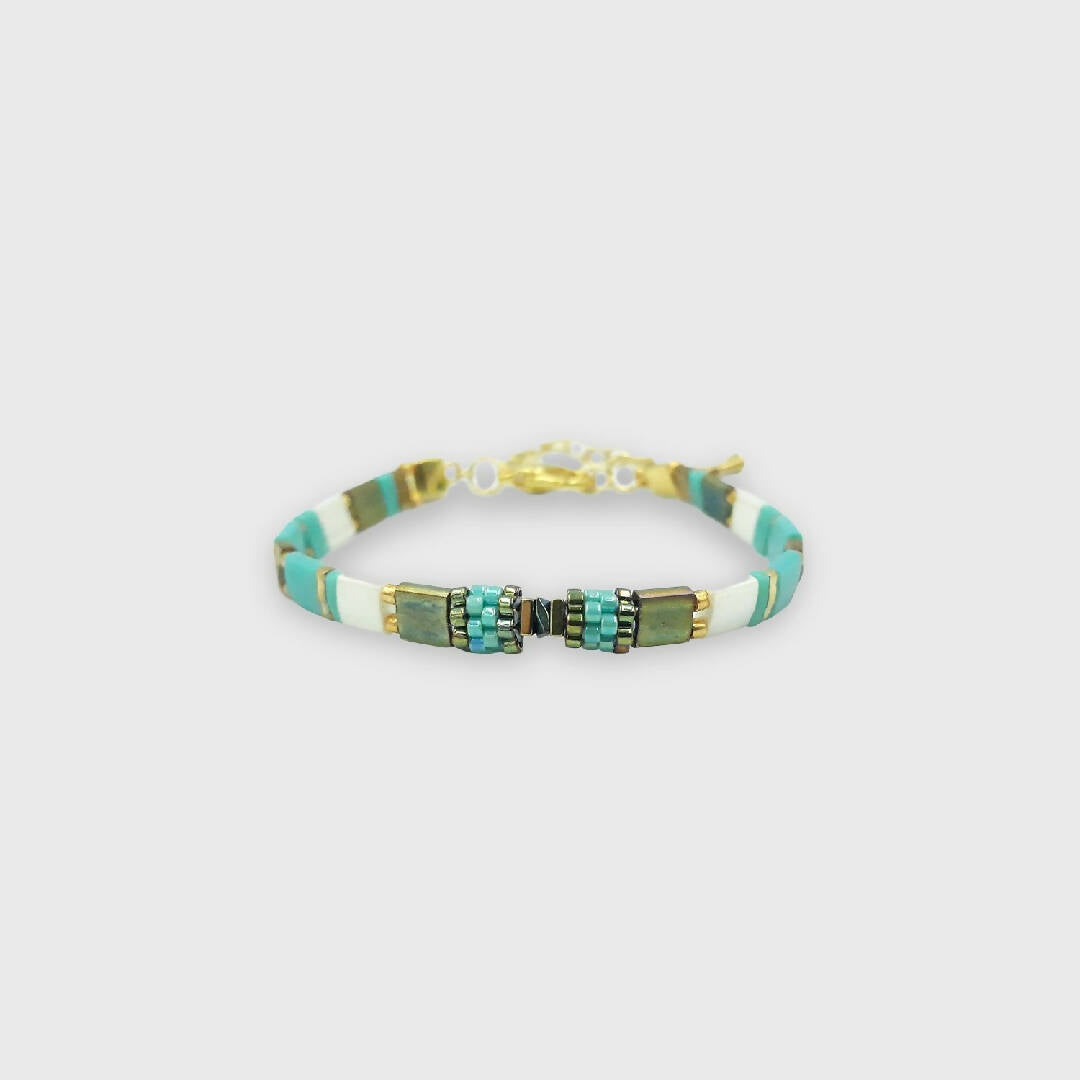 Bracelet collection Sunny Fun vert turquoise et or | EMPREINTES Paris