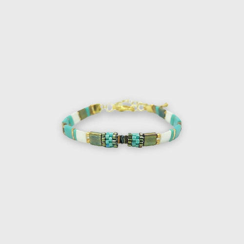 Bracelet collection Sunny Fun vert turquoise et or | EMPREINTES Paris - EMPREINTES Paris