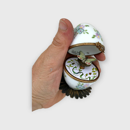 Oeuf musical floral blanc papillon blanc | EMPREINTES Paris - EMPREINTES Paris