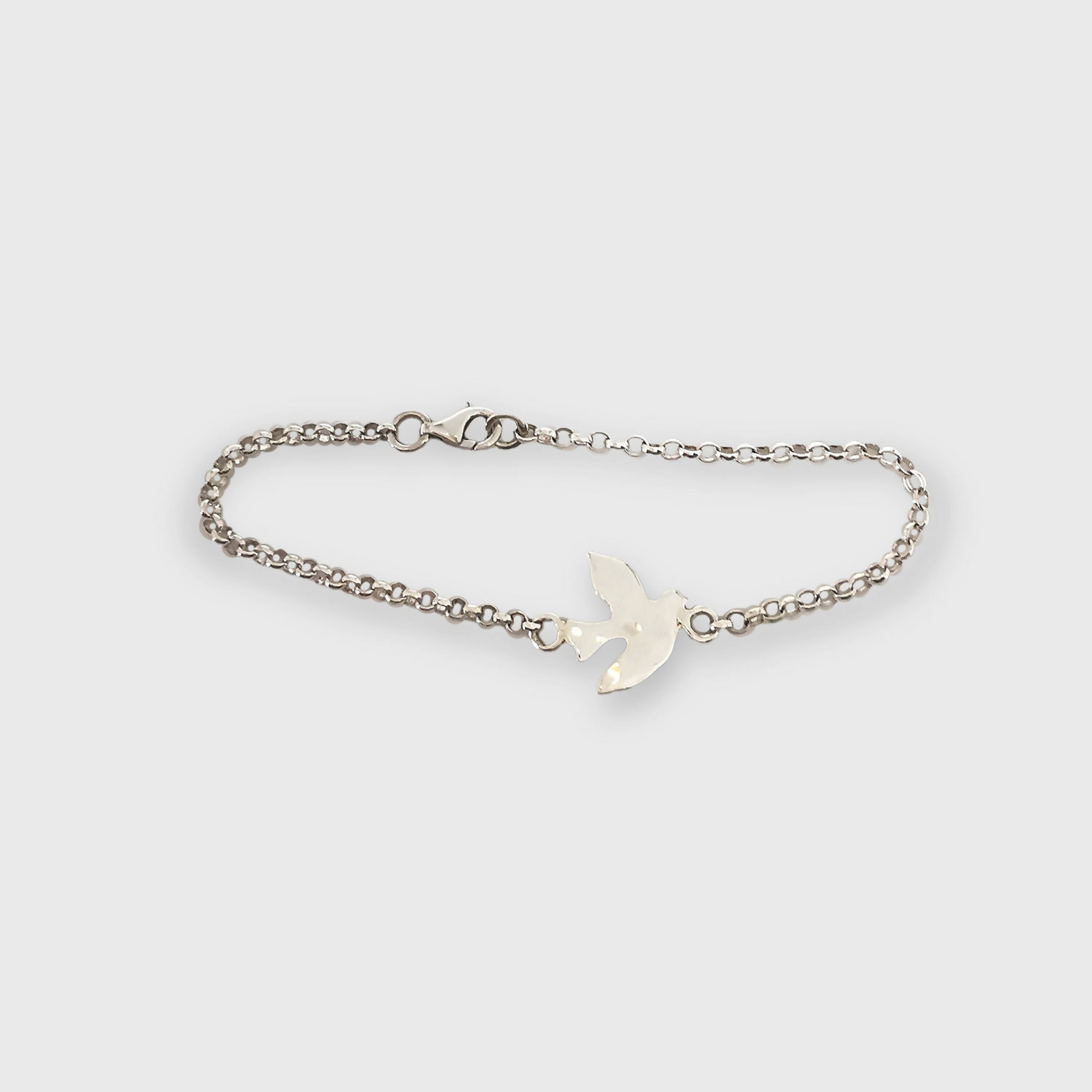Bracelet Colombe avec chaîne jaseron argent massif | EMPREINTES Paris