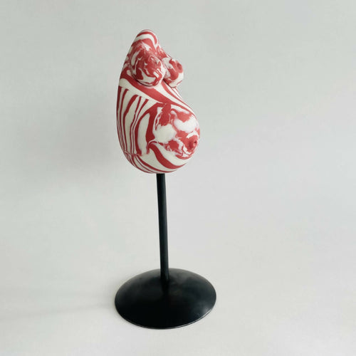 Sculpture femme enceinte nériage porcelaine blanche et rose 1 | EMPREINTES Paris - EMPREINTES Paris