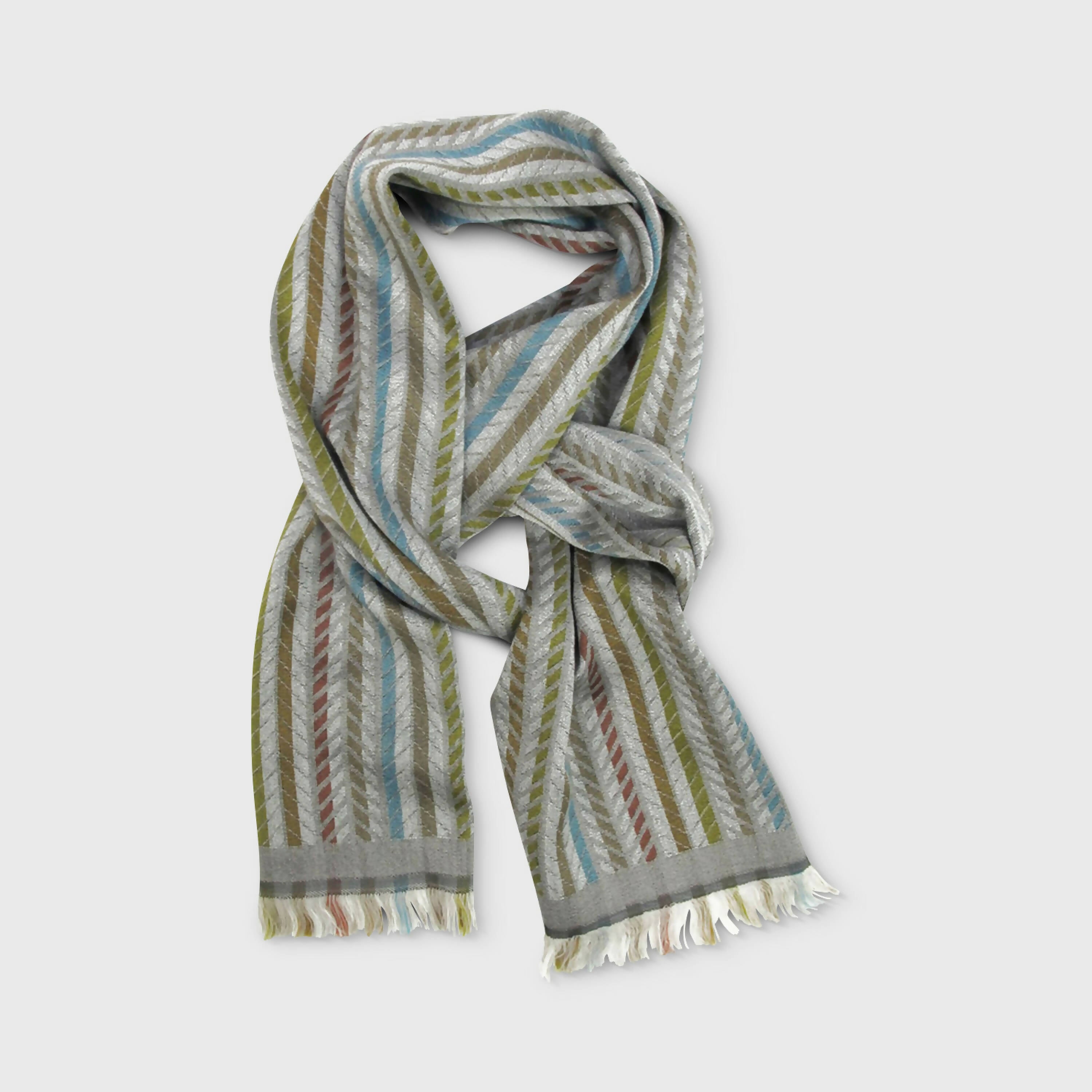 Écharpe Étroite Laine Soie multico gris Pneumatiques | EMPREINTES Paris