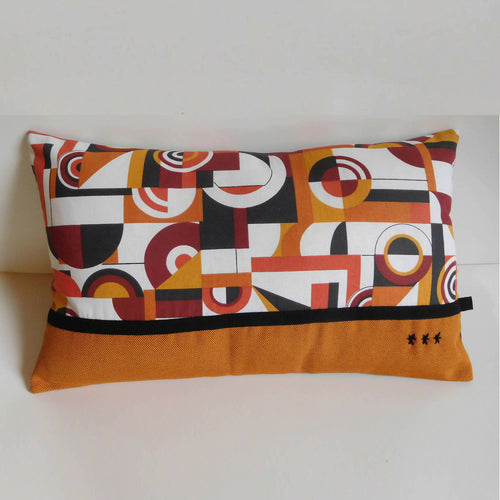 Coussin Géométric petit modèle bicolore orange | EMPREINTES Paris - EMPREINTES Paris