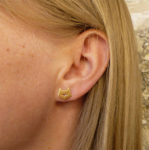 Boucles d'oreilles têtes de chats dorées | EMPREINTES Paris - EMPREINTES Paris