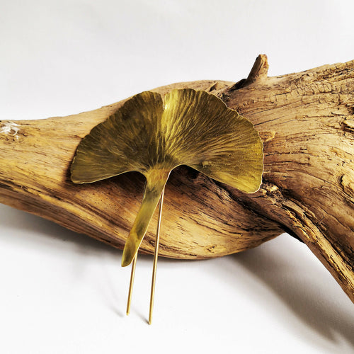 Pince à chignon Ginkgo Biloba en laiton | EMPREINTES Paris - EMPREINTES Paris