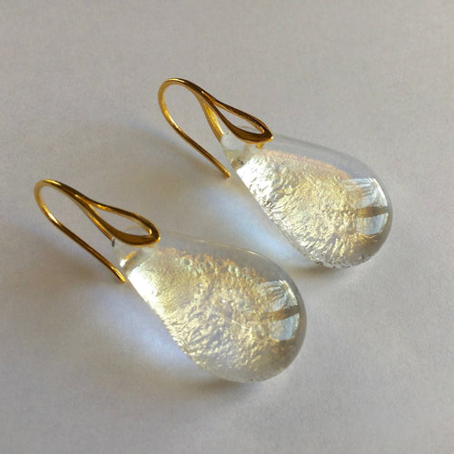 Boucles d'oreilles Gouttes transparentes reflet doré | EMPREINTES Paris - EMPREINTES Paris