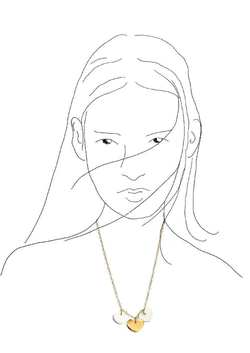 Collier trio coeurs porcelaine blanc et or | EMPREINTES Paris - EMPREINTES Paris