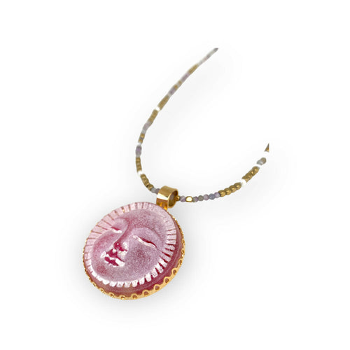 Pendentif soleil rouge et jaspe paysage | EMPREINTES Paris - EMPREINTES Paris