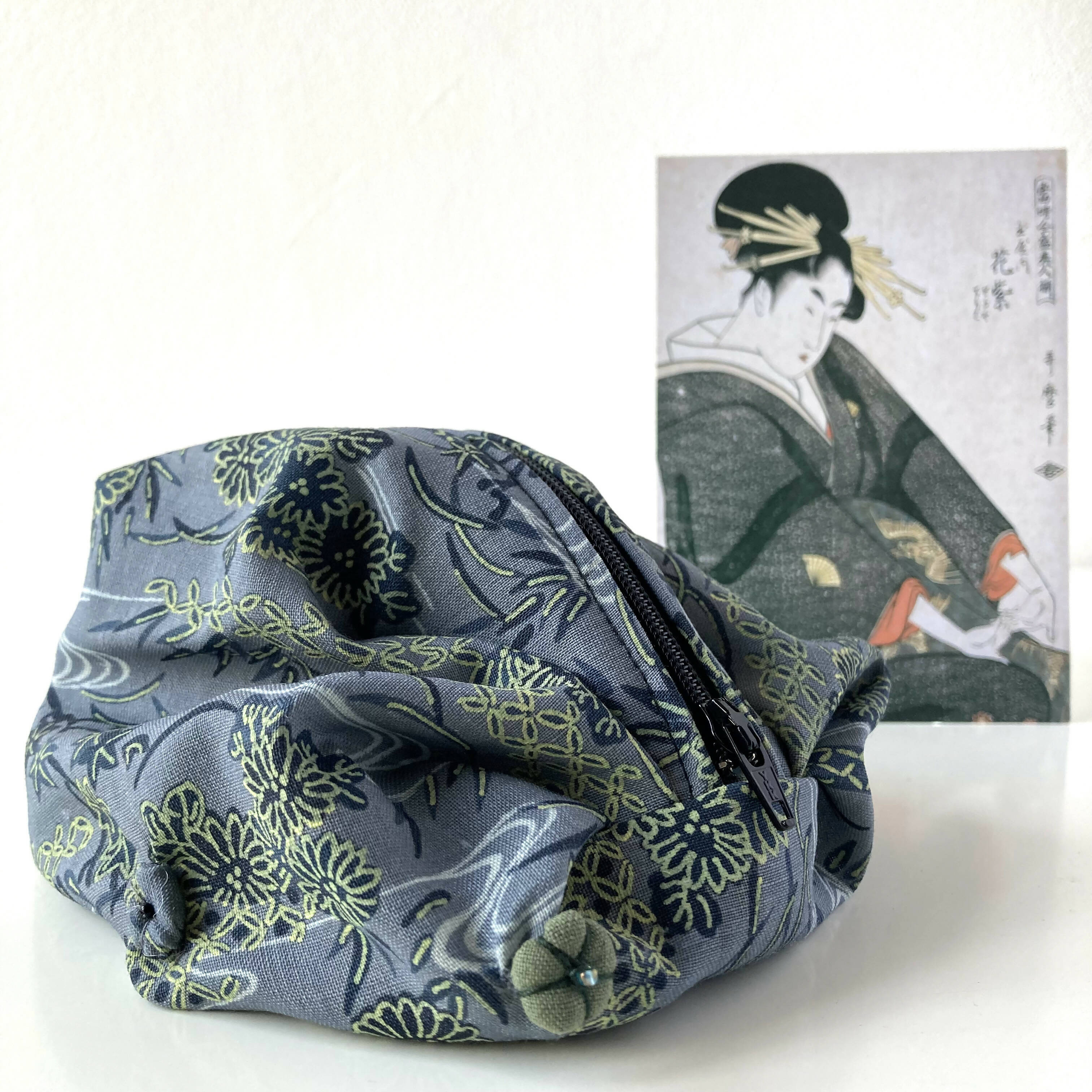 Pochette japonaise, pochon rond tissu Japon, accessoire japonais