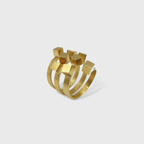 Bague cubes dorée | EMPREINTES Paris - EMPREINTES Paris